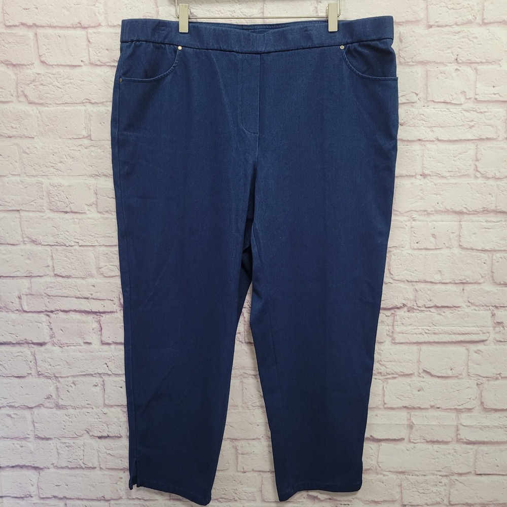 NEW Alfred Dunner‎ Stretch Pants Women 1X Denim Proportioned Short Classic Fit